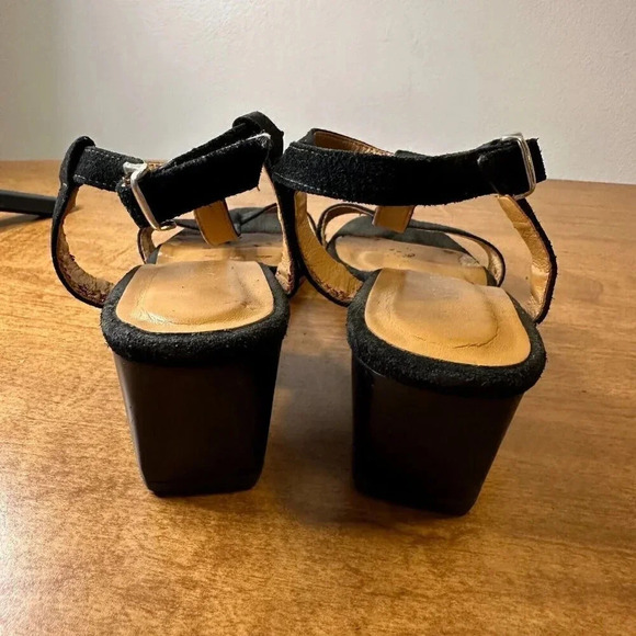 Staud Black Strappy Suede Block Heels Womens Size 7 AS IS - Picture 9 of 11